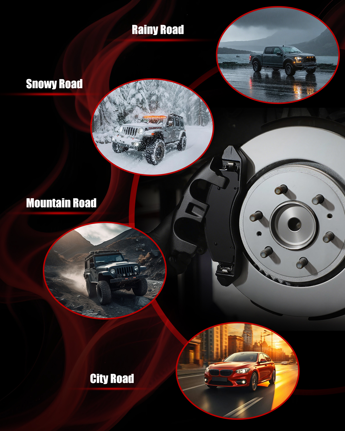 HUSCH D1363 Front Ceramic Brake Pads Kit Fit For Cadillac Escalade 2011-2020, For Escalade EXT 2008-2013, For XTS 2013-2019, For Chevrolet Avalanche 2008-2013, For Express 1500 2009-2014